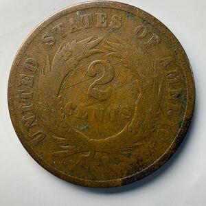 1864 Two Cent Piece Large Motto